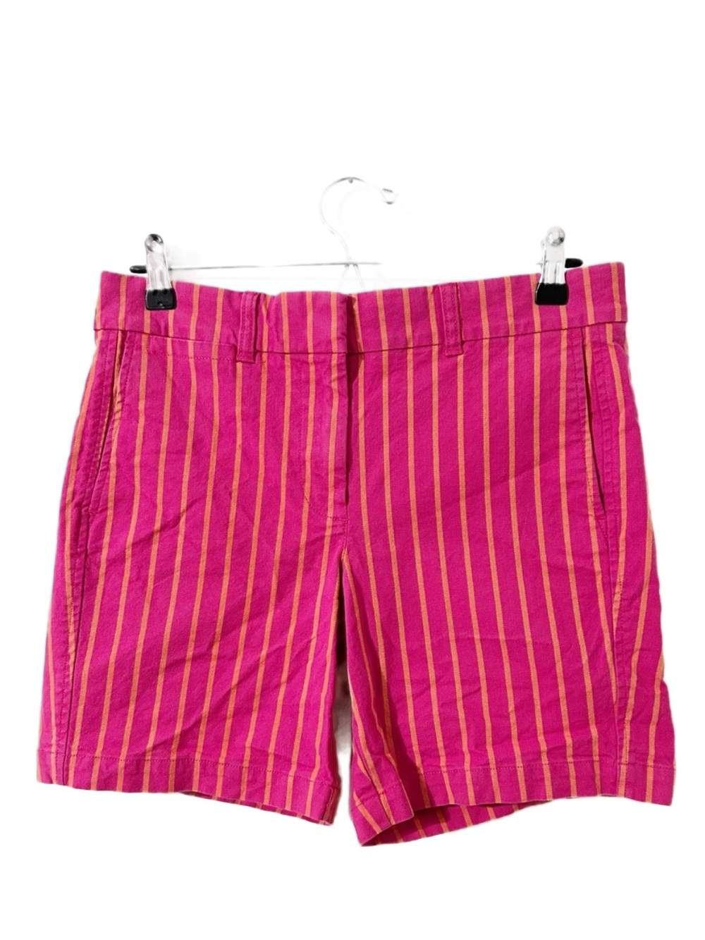 J.Crew Women’s Bright Pink Orange Striped Stretch Shorts Size 8 #AV427